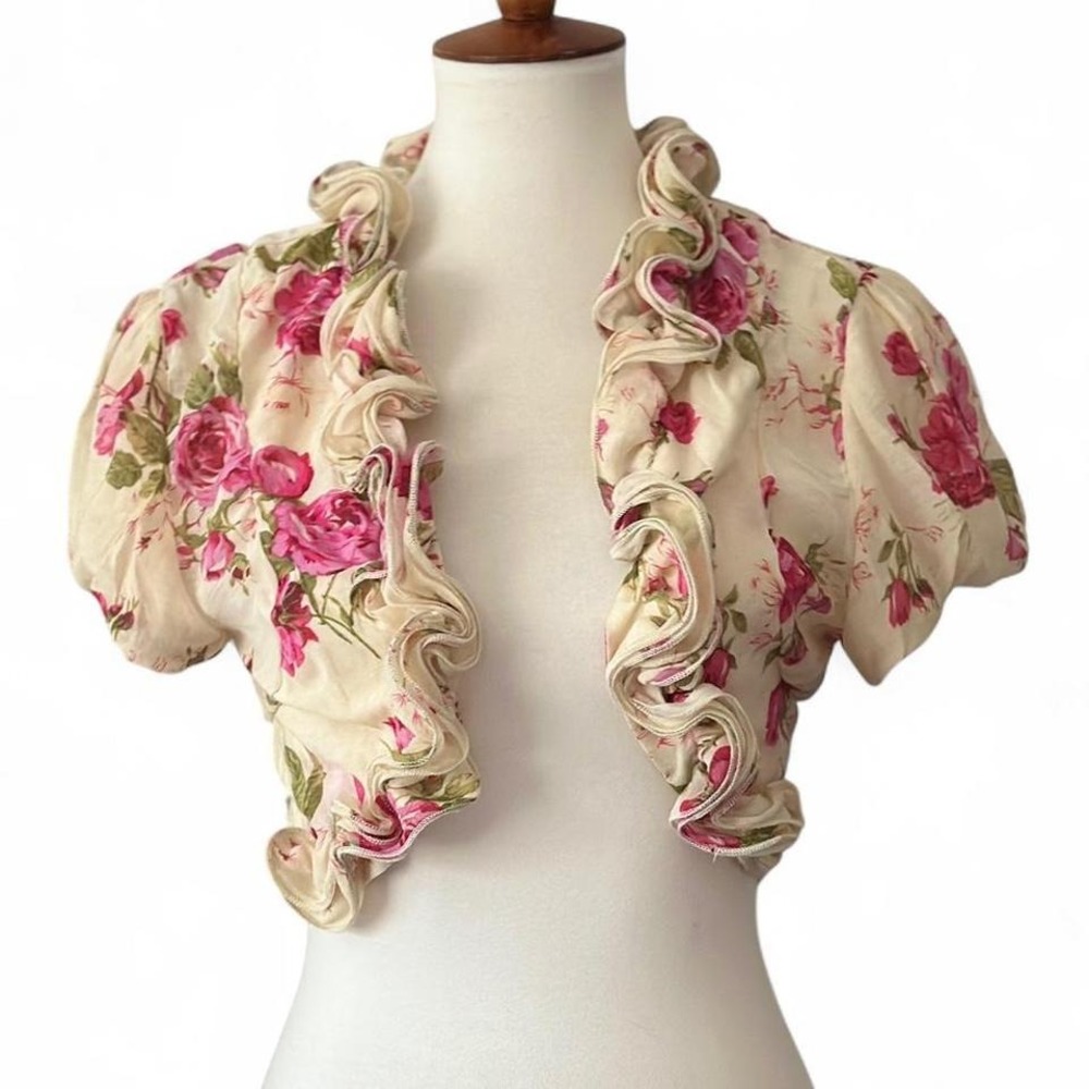 Y2K Rue 21 rose print bolero
